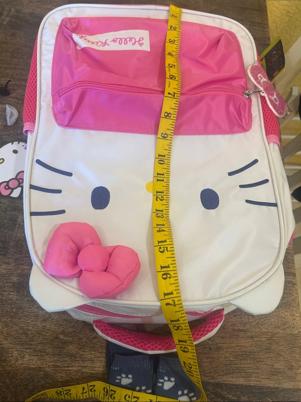 Hello Kitty White and Pink Kids Backpack with Bow Accent